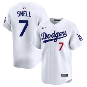 Limited #7 Blake Snell Men's The Dodgers White Jerseys 342459-565 - Image 1