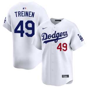 MLB Dodgers #49 Mens White Blake Treinen Jerseys 459315-893 - Image 1