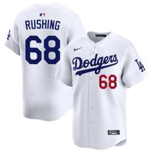 MLB Mens LA Dodgers Dalton Rushing #68 White Jersey 817440-745 - Image 1