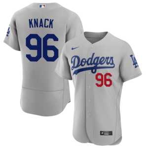 Embroidery Gray #96 Dodgers Mens Landon Knack Jerseys 562089-611 - Image 1