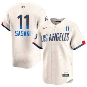 2026 #11 Roki Sasaki Men Cream L.A. Jersey 777419-937 - Image 1