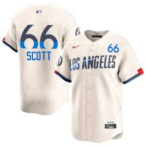 Game #66 Men Cream LA Tanner Scott Jersey 765136-469 - Image 1
