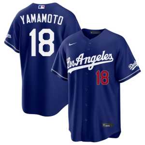 Popular Royal Mens LA Dodgers #18 Yoshinobu Yamamoto Jerseys 588395-498 - Image 1
