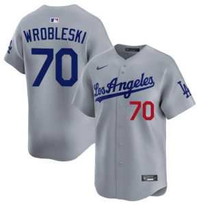 New #70 L.A. Justin Wrobleski Grey Men's Jerseys 649691-880 - Image 1