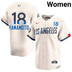 Authentic Yoshinobu Yamamoto The Boys in Blue Womens Cream #18 Jersey 553331-661 - Image 1