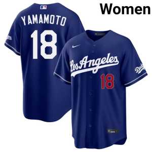 New Yoshinobu Yamamoto L.A. Dodgers Royal #18 Womens Jersey 616741-133 - Image 1