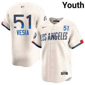 Player #51 Cream Youth Alex Vesia LA Dodgers Jersey 617471-920 - Image 1