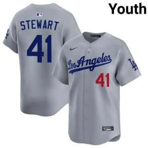 New L.A. Dodgers #41 Brock Stewart Grey Youth Jersey 525026-456 - Image 1