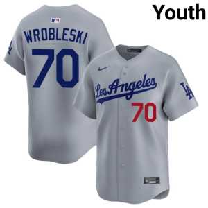 MLB Youth #70 LA Dodgers Justin Wrobleski Grey Jerseys 114755-862 - Image 1