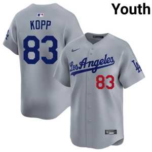 Limited Ronan Kopp Youth #83 Grey Dodgers Jerseys 464222-952 - Image 1