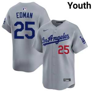 Game #25 LA Dodgers Grey Tommy Edman Youth Jersey 363281-587 - Image 1